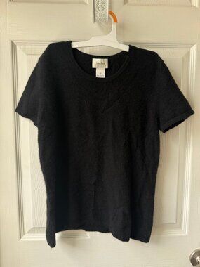 Neiman Marcus 100% Cashmere Black Tee Medium